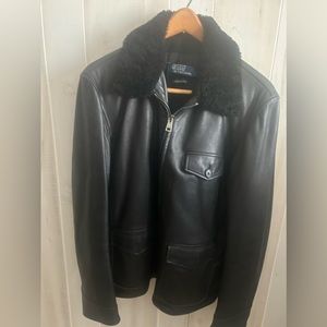 Ralph Lauren Bomber vintage genuine Lamb skin leather jacket in black